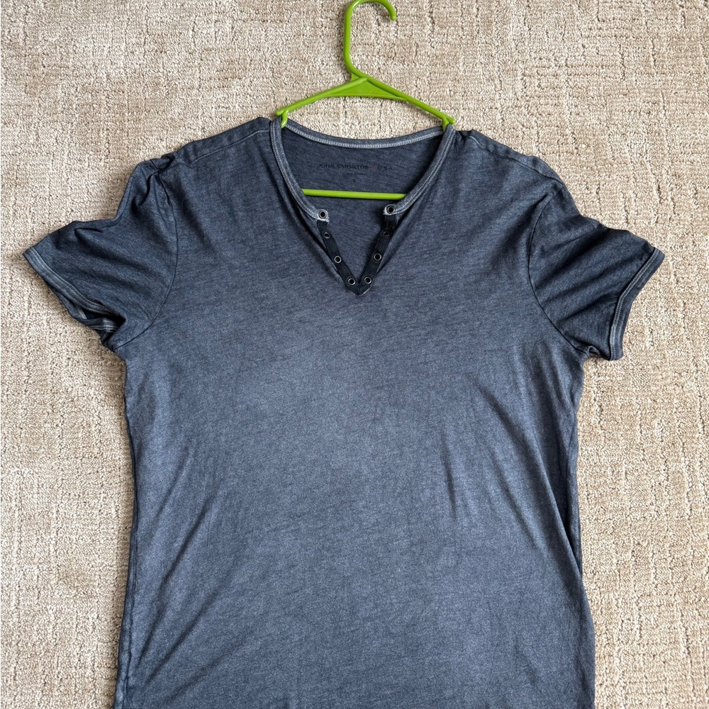 John Varvatos Charcoal Henley Shirt